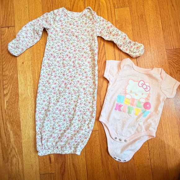 Carter's Other - Carters Child of Mine Floral Sleep Gown & Hello Kitty Bodysuit Bundle 0-3M Pink